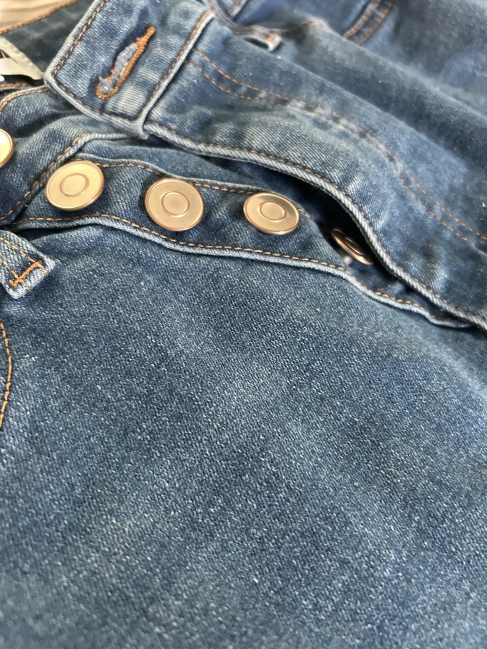 High-Rise Button-Fly Blue Denim Jeans